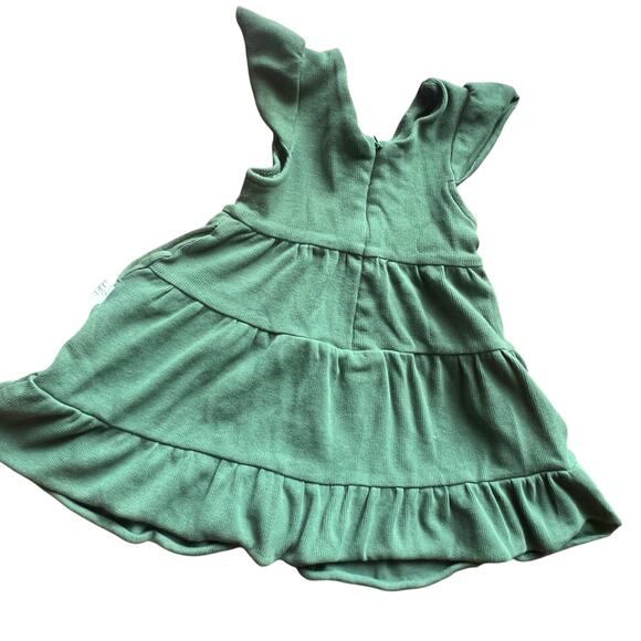 Jane + Jo Dress 3T Green Ribbed Dress Flutter Sleeve Zipper Back Holiday - Picture 2 of 7
